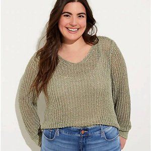 ✨NWT✨ LOFT Metallic Loose Knit Sweater - Sage Green - Size 16/18